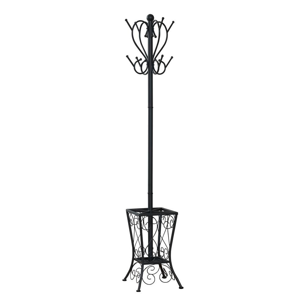 Coat Rack Hall Tree 8 Hooks Entryway 71"H Bedroom Metal Black
