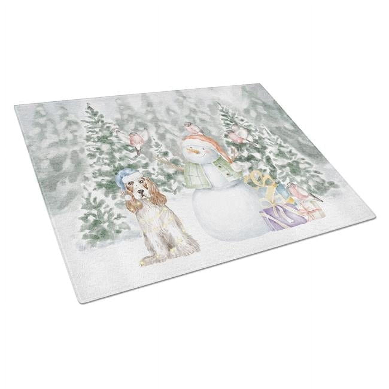 Cocker Spaniel Red and White with Christmas Presents Glass Cutting Board Large 12 in x 15 in
