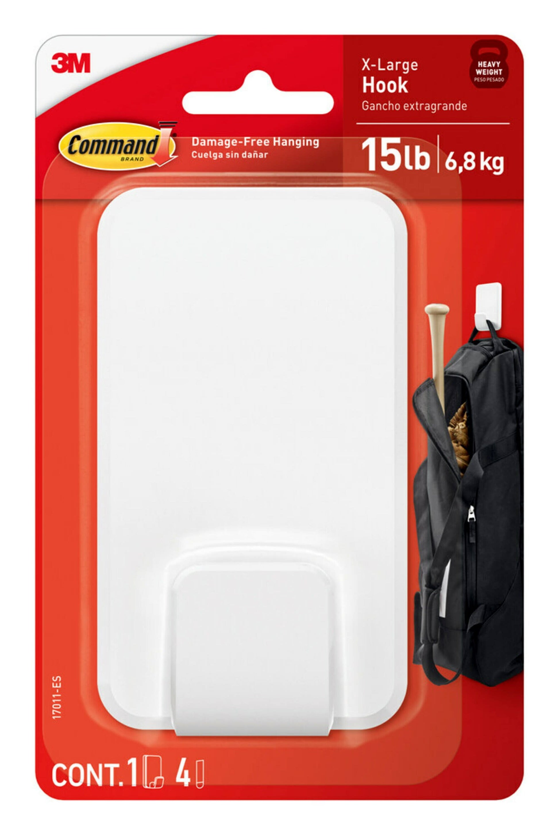 Command 15 lb XL Heavyweight Hook Bundled with 13 Medium Designer 3 lb Wall Hooks - Hang Dorm Decorations Damage-Free