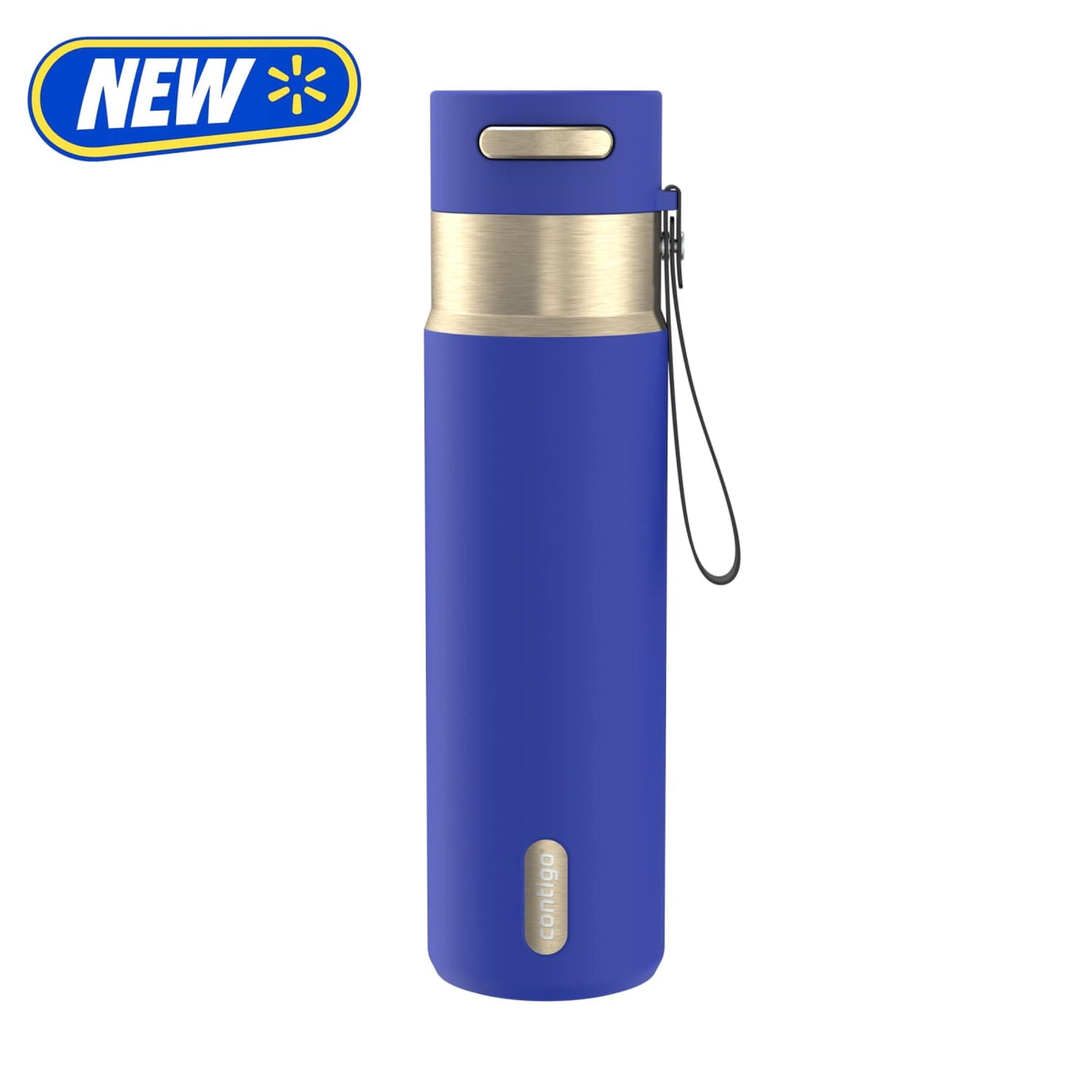 Contigo 24 oz Stainless Steel Leak-Proof Insulated Water Bottle with Carry Strap, Blue/Champagne