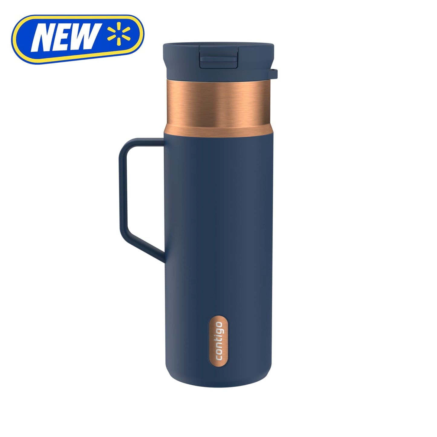Contigo 20 oz Stainless Steel Travel Mug Tumbler â€“ Leak-Proof Insulated Coffee Mug, Keeps Drinks Hot, Side Handle, Dark Blue/Bronze