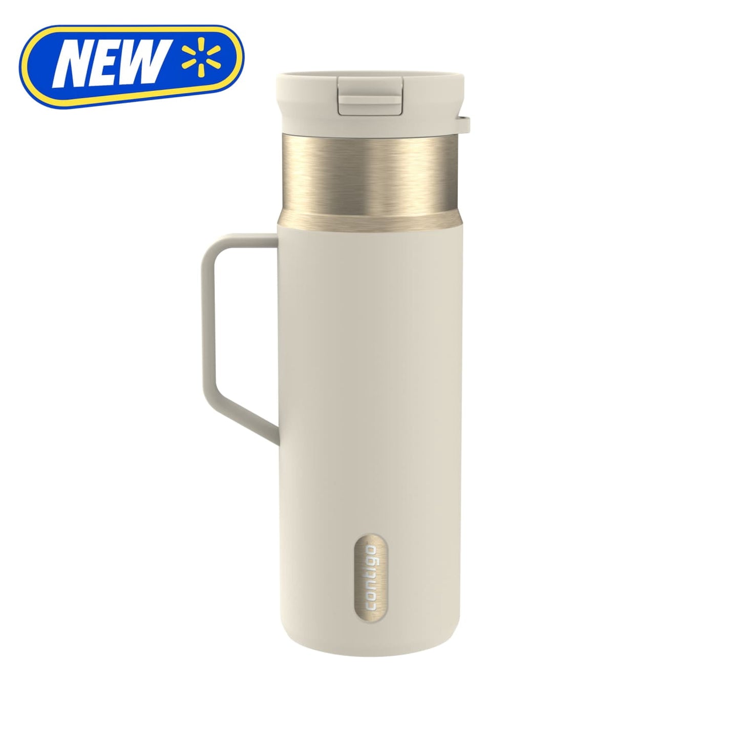 Contigo 20 oz Stainless Steel Travel Mug Tumbler â€“ Leak-Proof Insulated Coffee Mug, Keeps Drinks Hot, Side Handle, Cream/Champagne