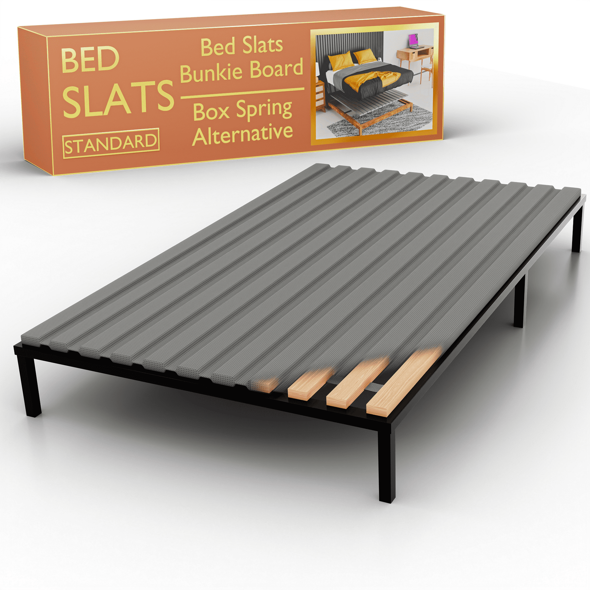 Continental Sleep, Wooden Full Bed Slats for Support Under Mattress with Cover â€“ Replacement Wood Slats for Full Size Bed Frame â€“ Under Mattress Support Without Extra Height â€“ 2.38" Standard Width