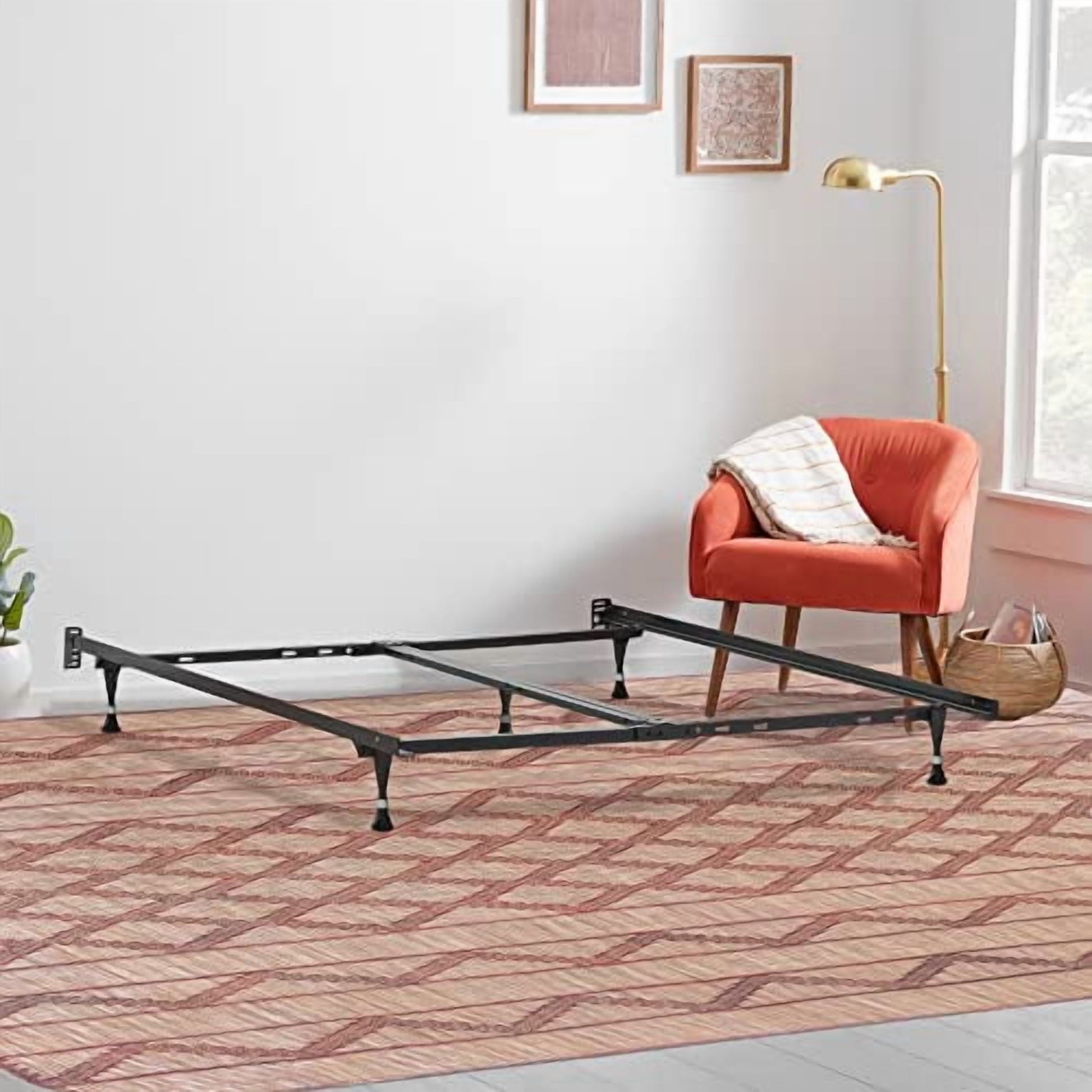 Continental Sleep, Advanced Bed Frame with Solid Steel Rivets, Re-rolled Rail Provides Required Strength and Durability, Double Riveted 5 Steel Legs Center Support, Queen