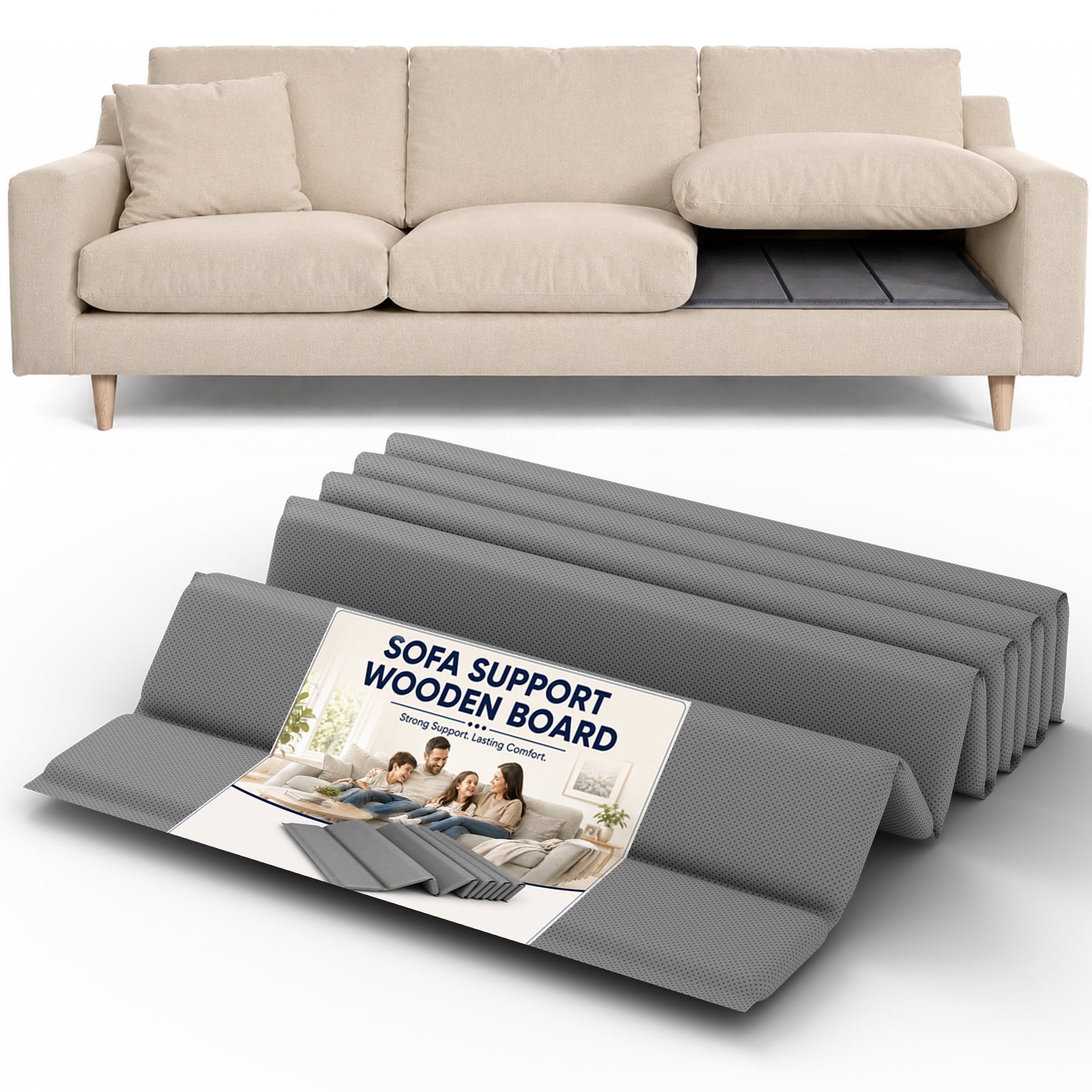 Continental Sleep, Heavy Duty Couch Support Board, 24" x 78" Extra Thick Wood Base to Fix Sagging Seats, Reinforced Under Cushion Panel for Sofas, Chairs & Loveseats, Furniture Seat Saver