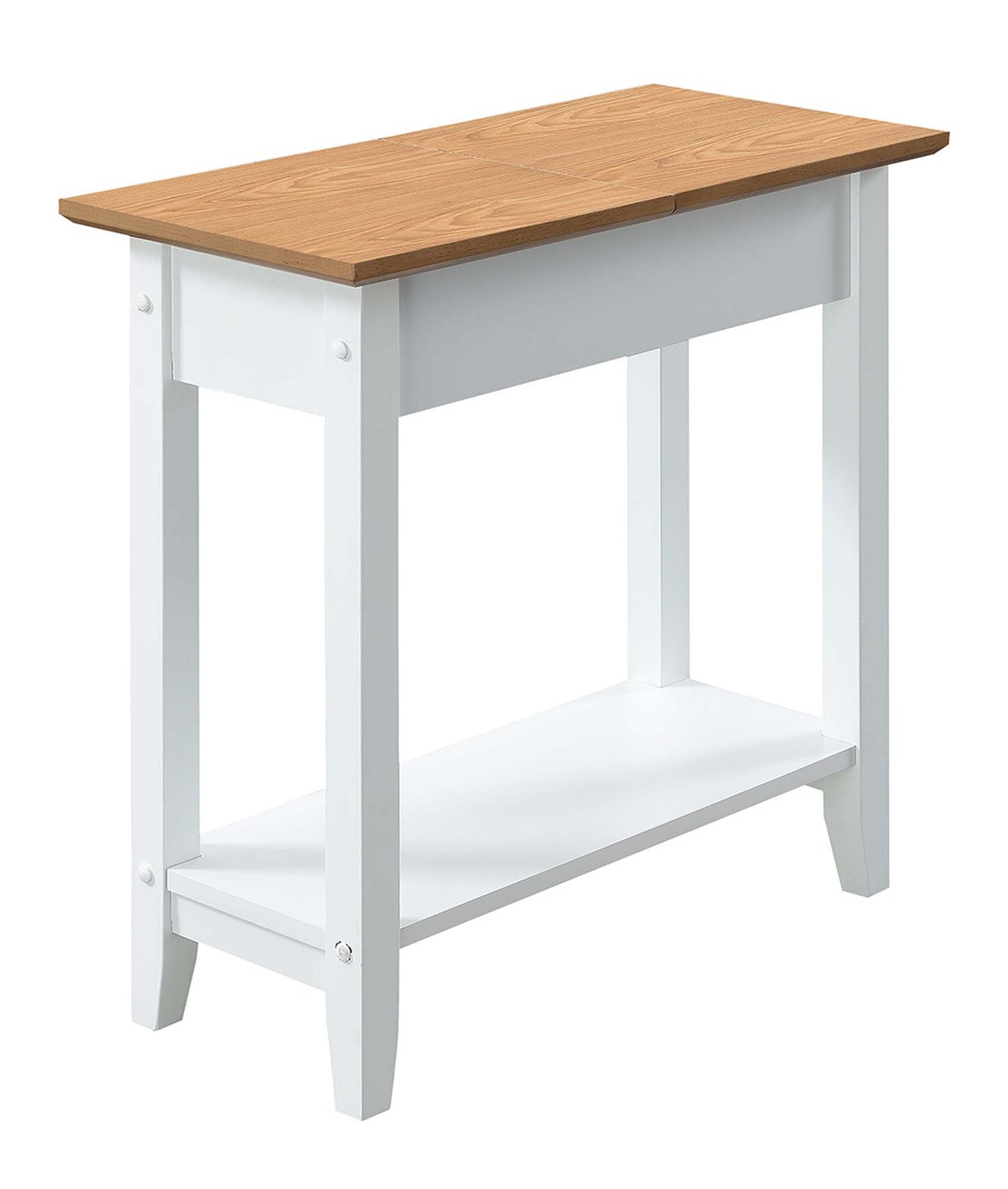Convenience Concepts American Heritage Flip Top End Table with Shelf, Driftwood/White