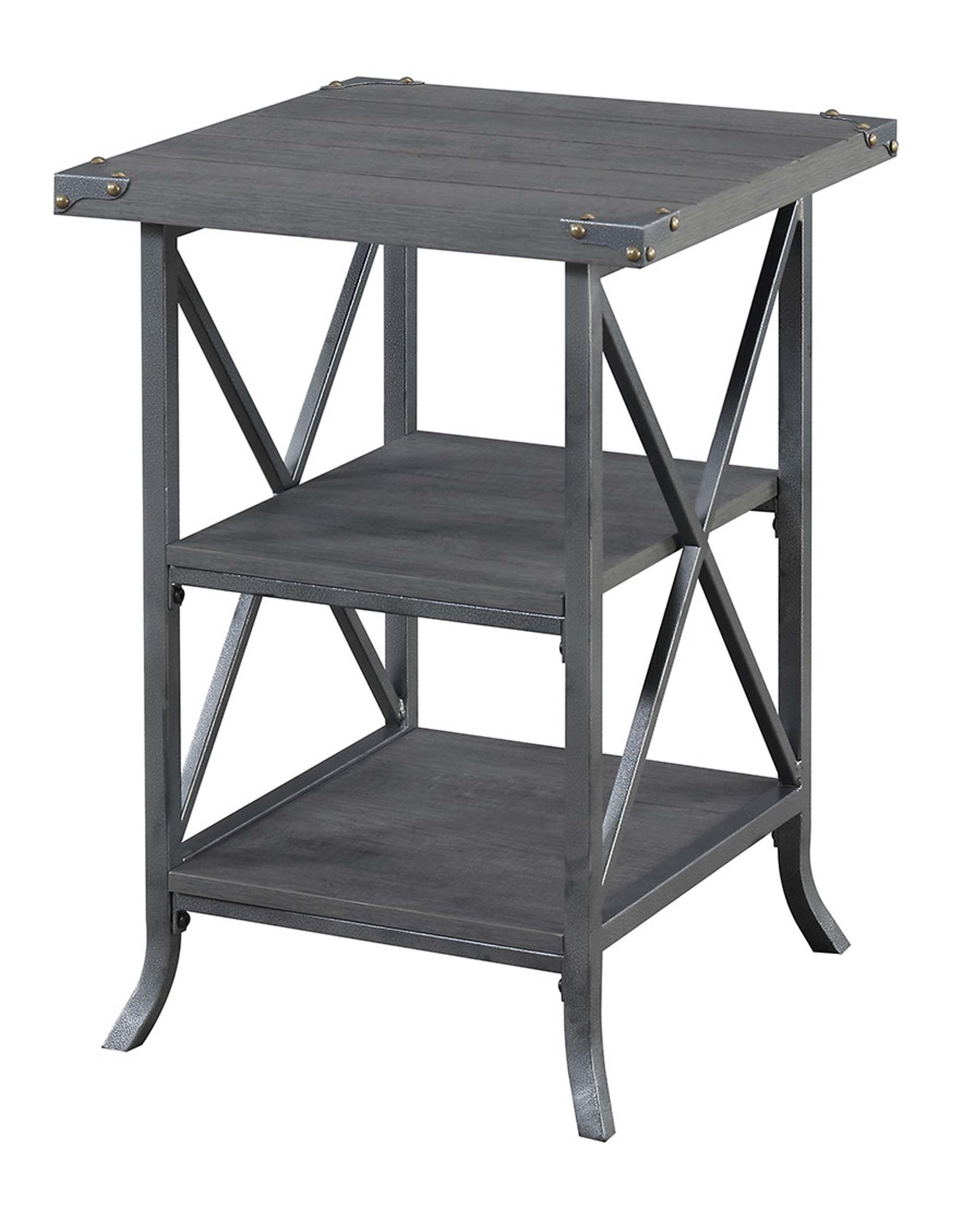 Convenience Concepts Brookline End Table, Charcoal Gray/Slate Gray Frame