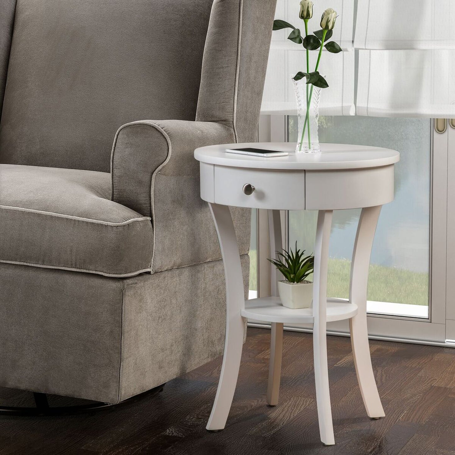 Convenience Concepts Classic Accents Schaffer 1 Drawer End Table with Shelf, White