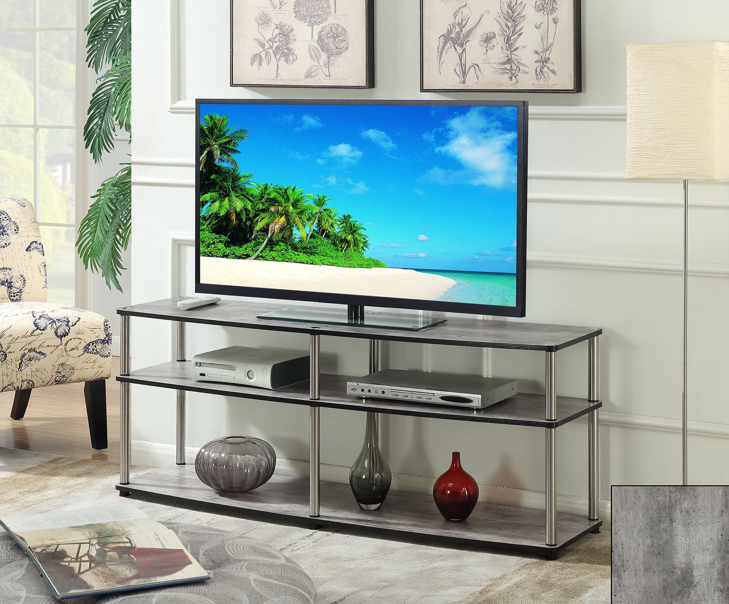 Convenience Concepts Designs2Go 3 Tier 60" TV Stand, Faux Birch