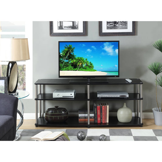 Convenience Concepts Designs2Go 60" 3 Tier TV Stand in Black Wood Finish