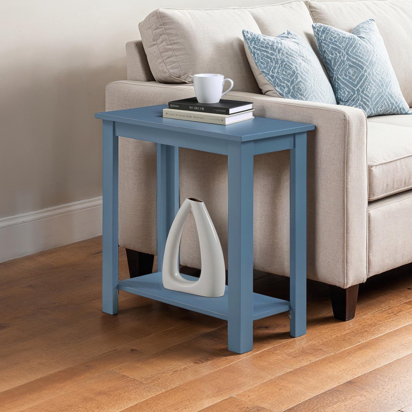 Convenience Concepts Designs2Go Mesa Auxiliar Baja con Repisa, Azul Polvoriento