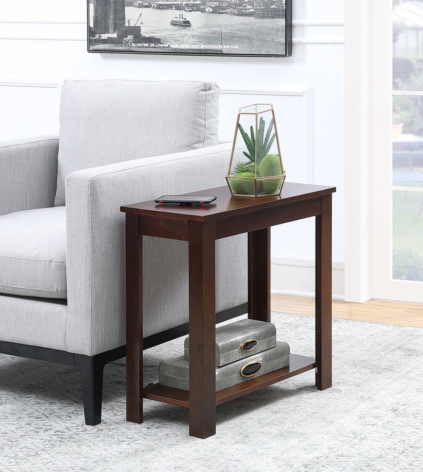 Convenience Concepts Designs2Go Baja Chairside End Table with Shelf, Espresso