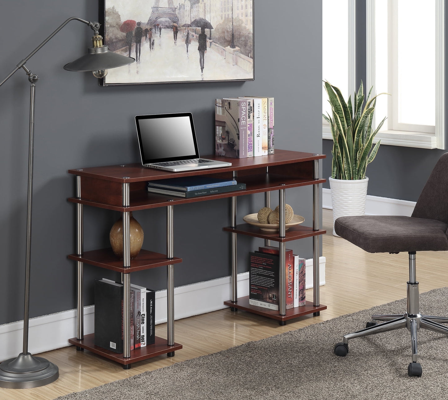 Designs2Go No Tools Student Desk, Cherry