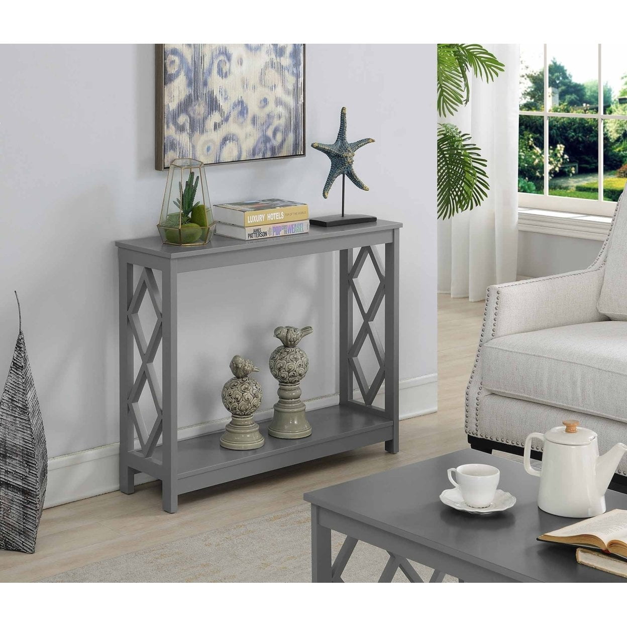 Diamond Console Table, Gray