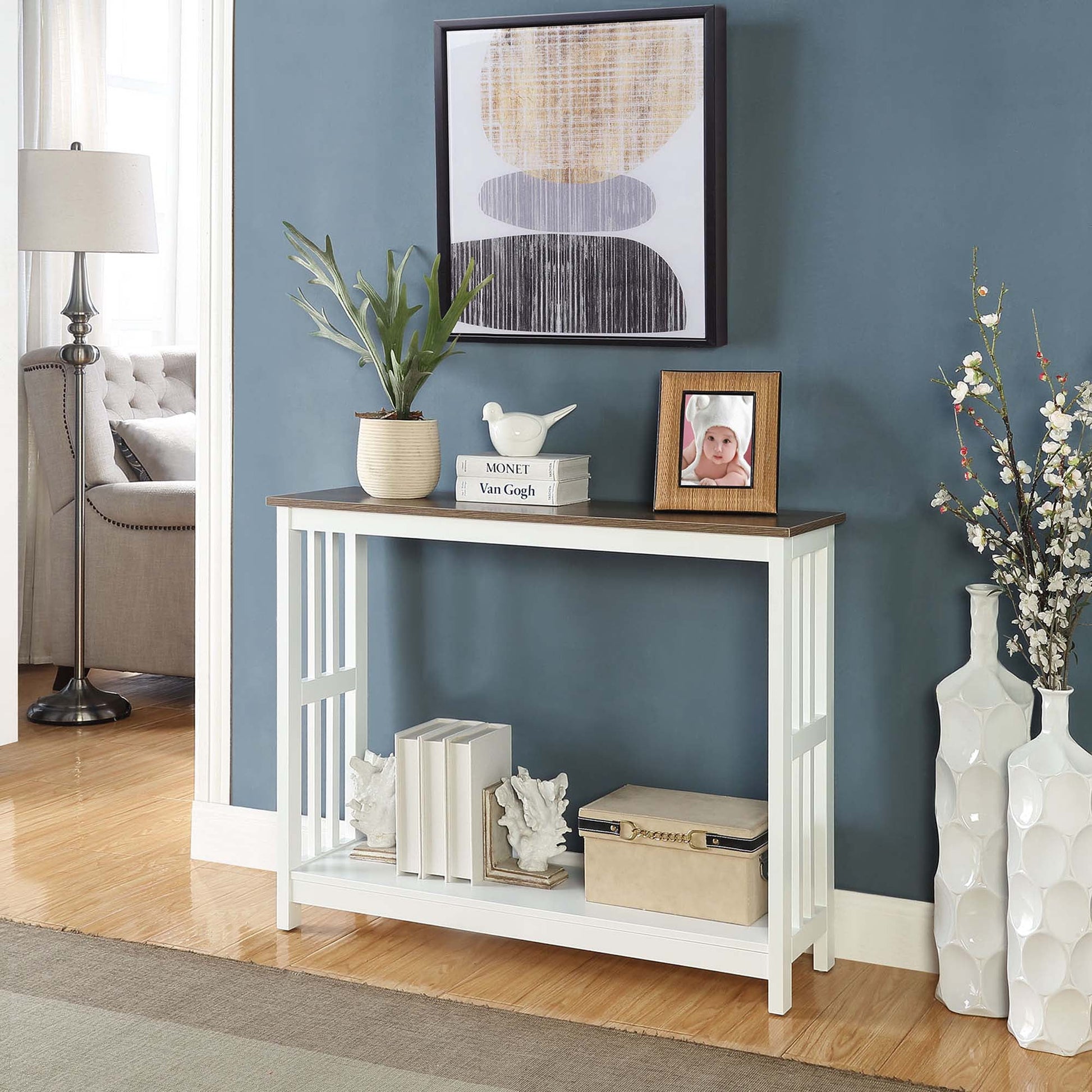 Convenience Concepts Mission Console Table, Driftwood/White