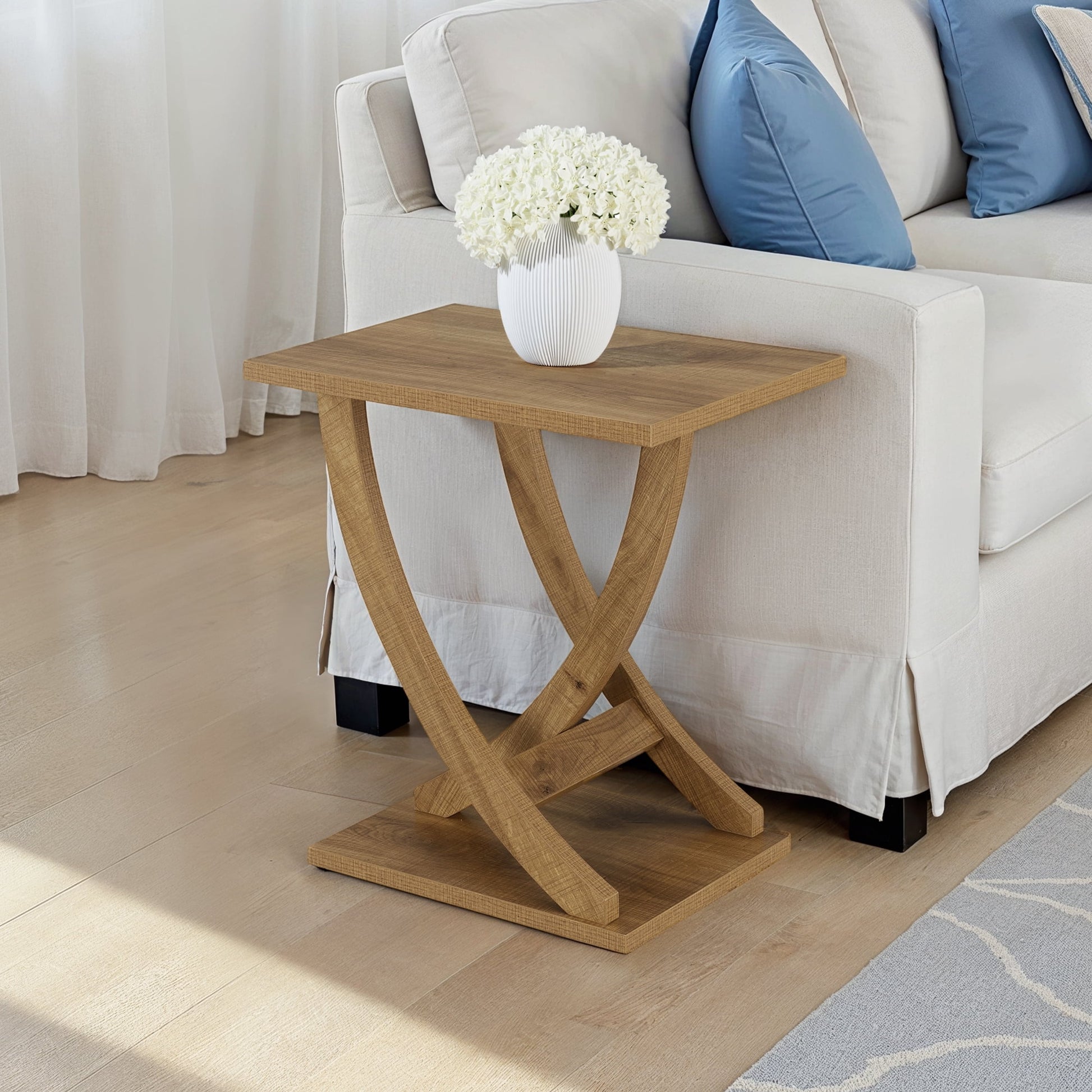 Convenience Concepts Newport Criss-Cross Chairside End Table, Weathered Brown