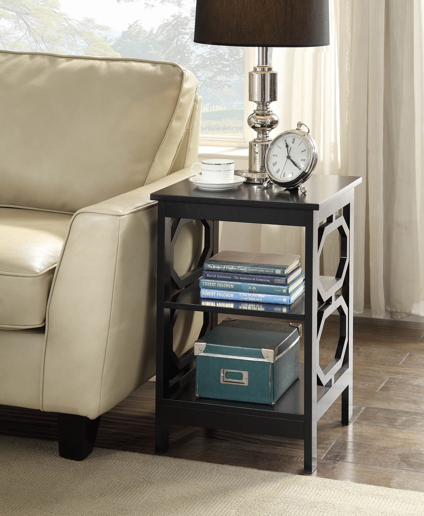 Convenience Concepts Omega Square End Table in Black Wood Finish