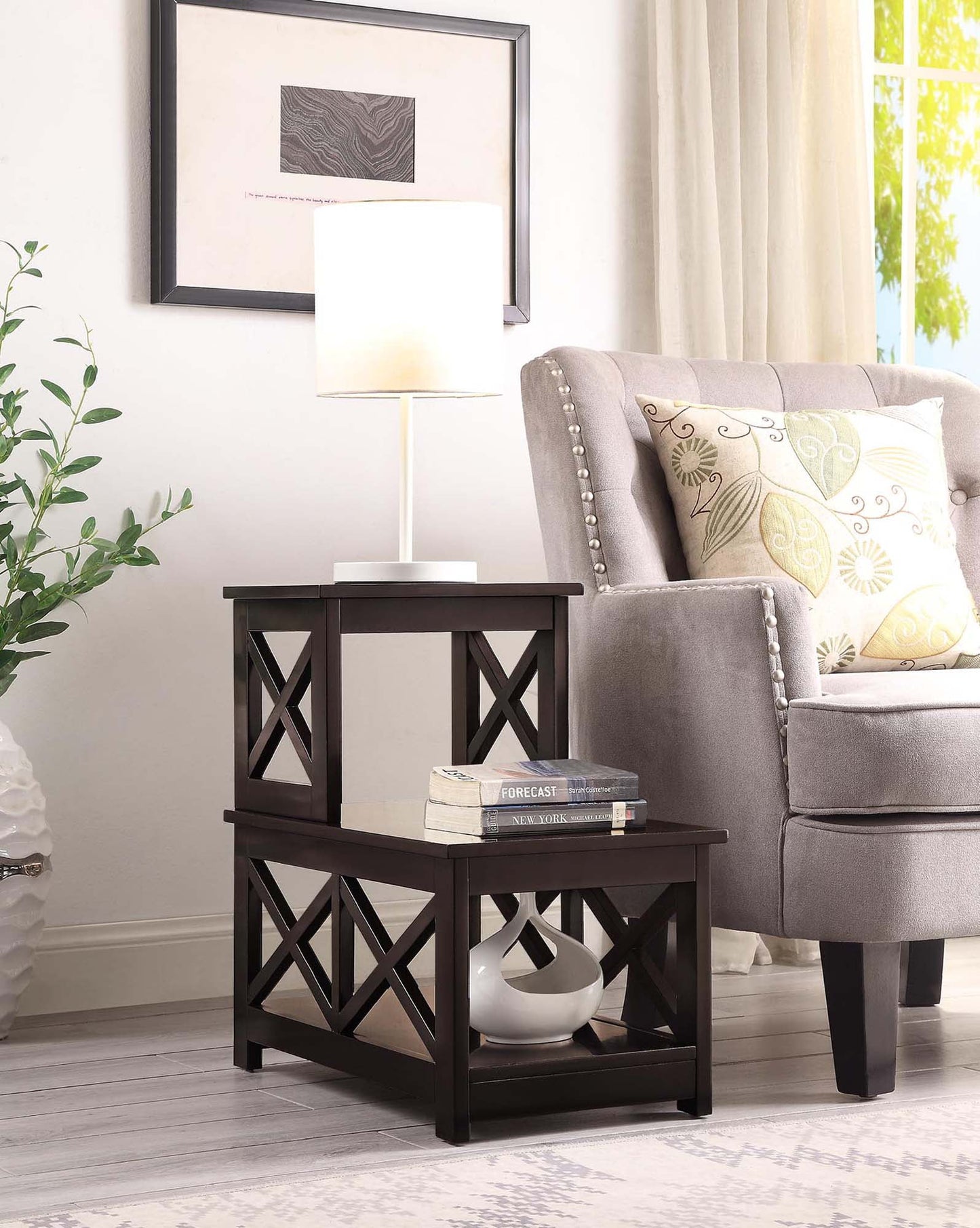 Convenience Concepts Oxford 2 Step Chairside End Table, Multiple Finishes
