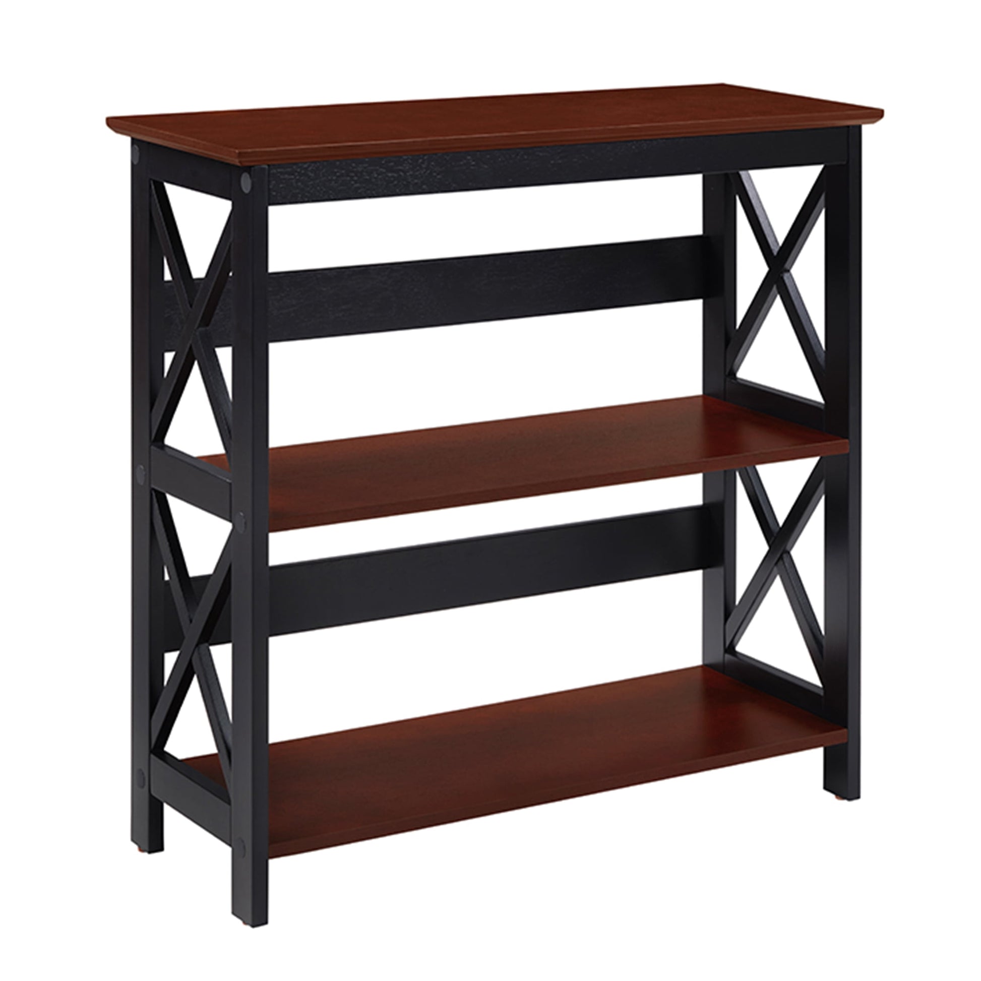 Convenience Concepts Oxford 3 Tier Bookcase Entryway Hall Table, Cherry/Black