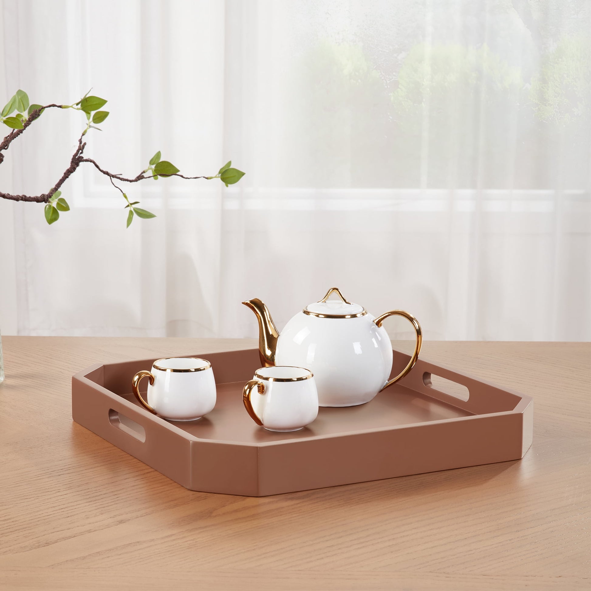 Convenience Concepts Palm Beach Geometric Decorative Serving Tray, Terracotta