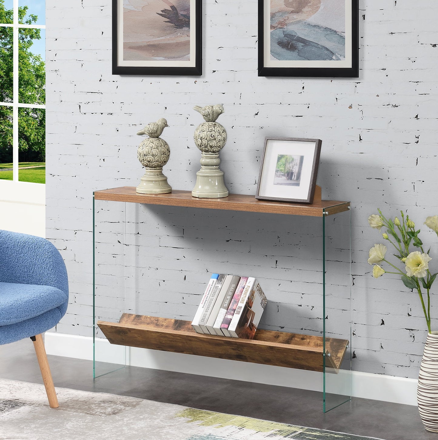Convenience Concepts SoHo Console Table with Shelf, Barnwood