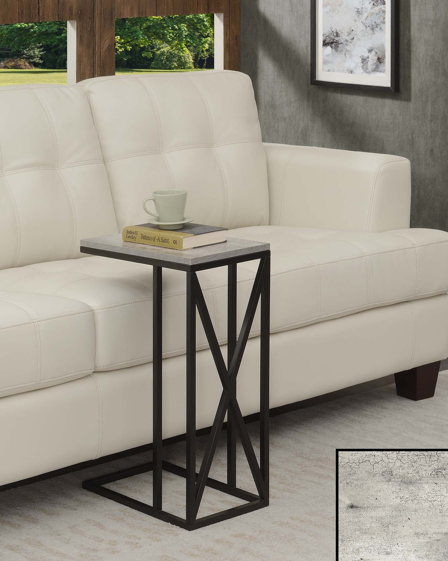 Convenience Concepts Tucson C End Table, Faux Birch/Black