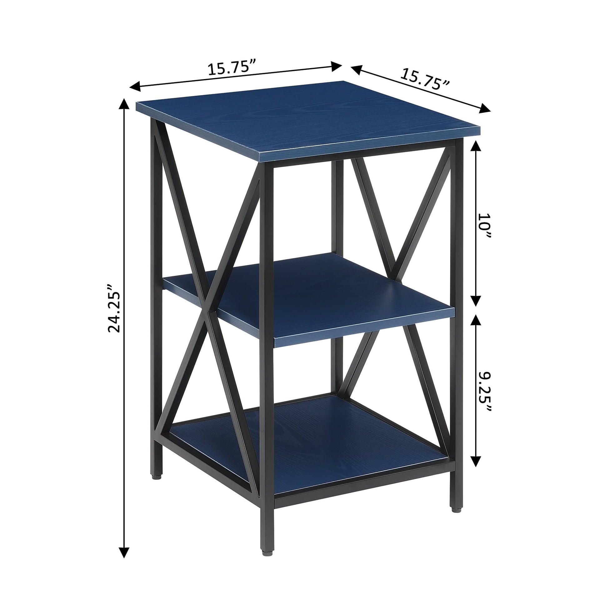 Convenience Concepts Tucson End Table with Shelves, Blue/Black