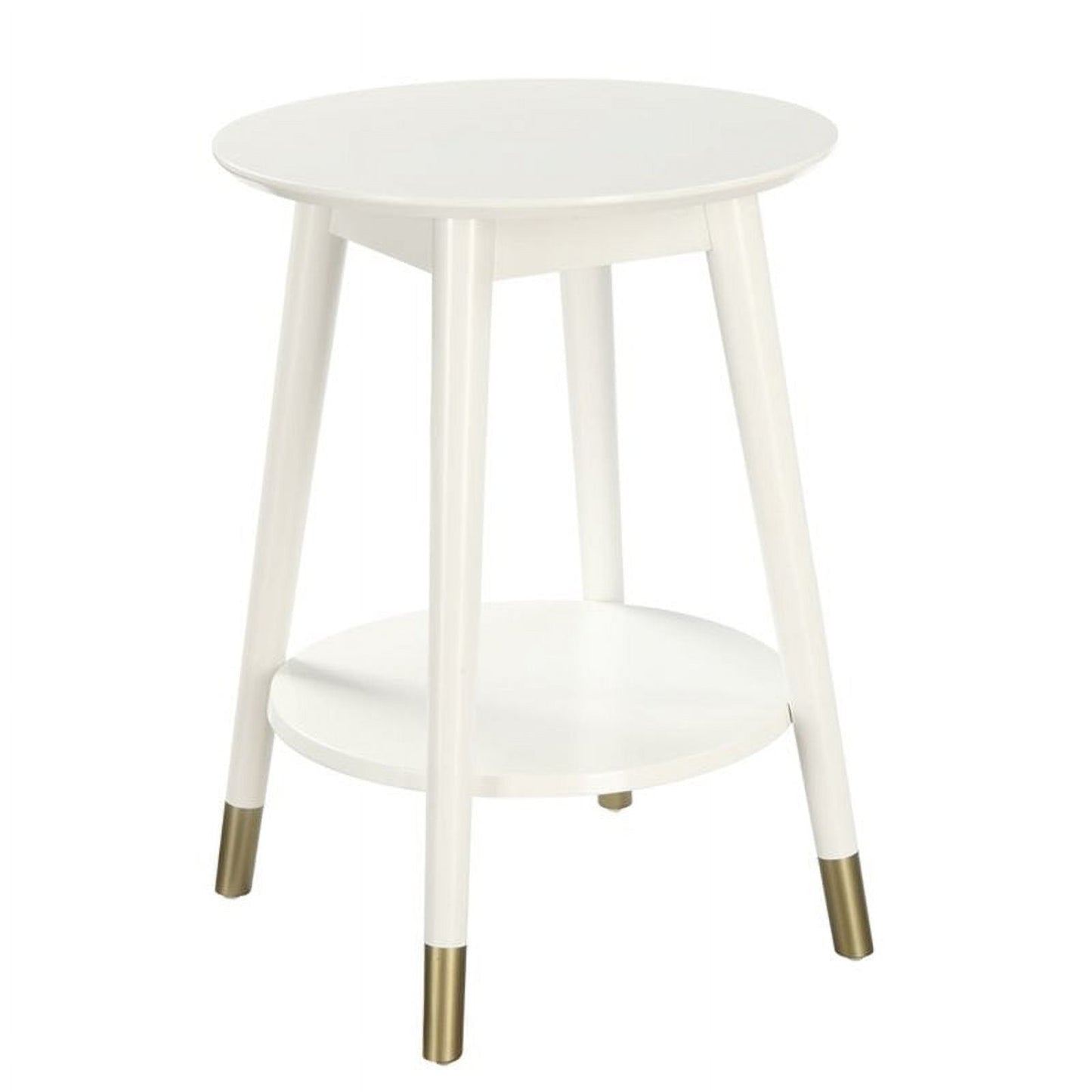 Convenience Concepts Wilson Mid-Century Round End Table with Bottom Shelf
