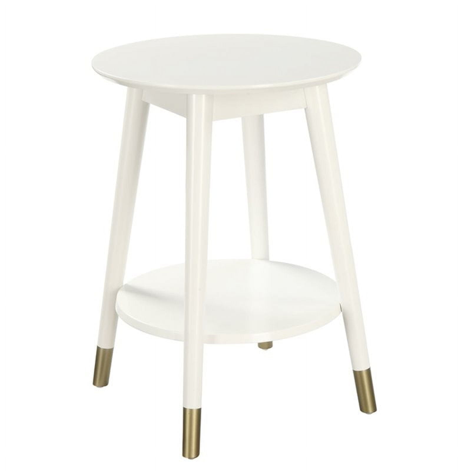 Convenience Concepts Wilson Mid-Century Round End Table with Bottom Shelf
