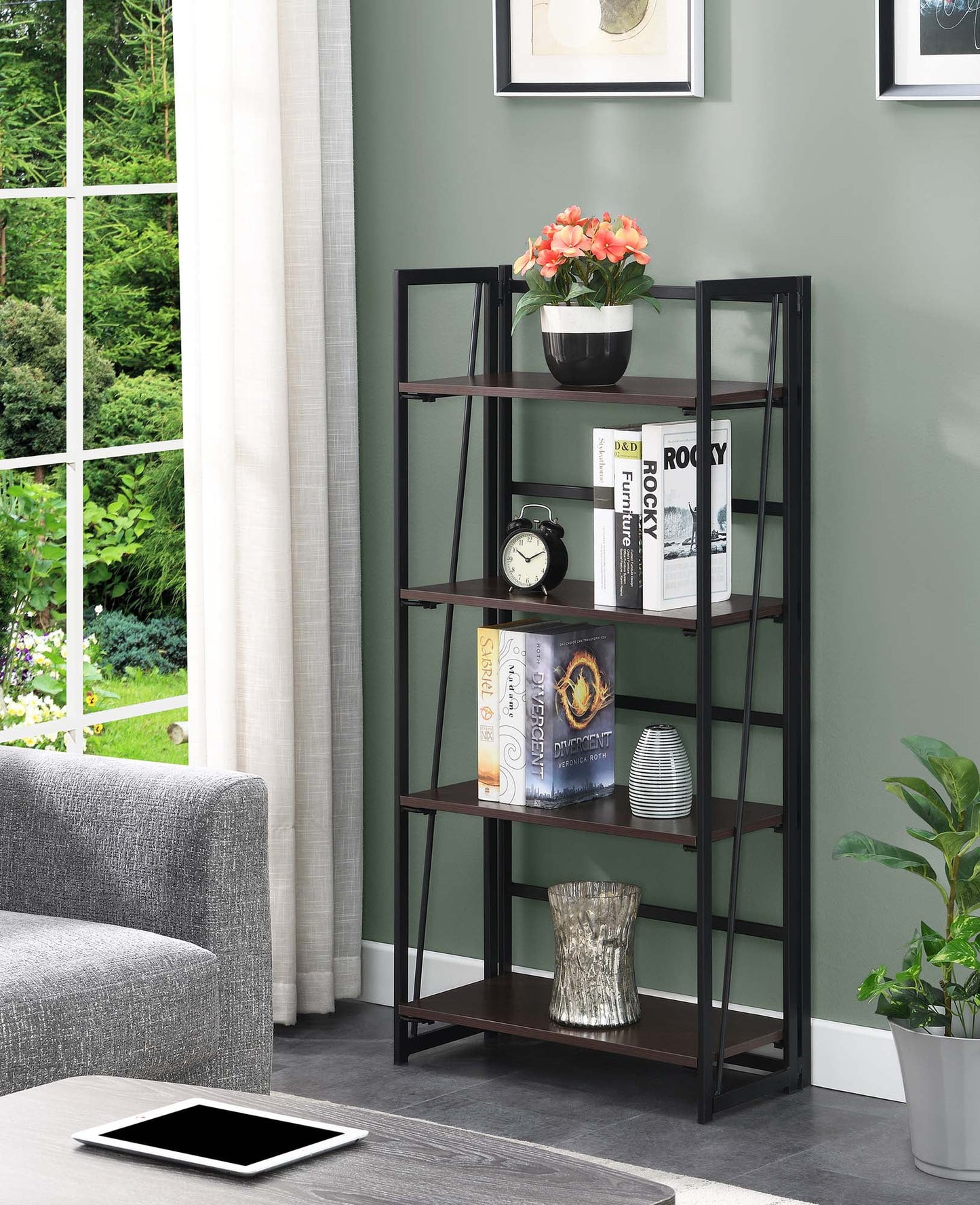 Convenience Concepts Xtra Folding 4 Tier Bookshelf, Multiple Finishes
