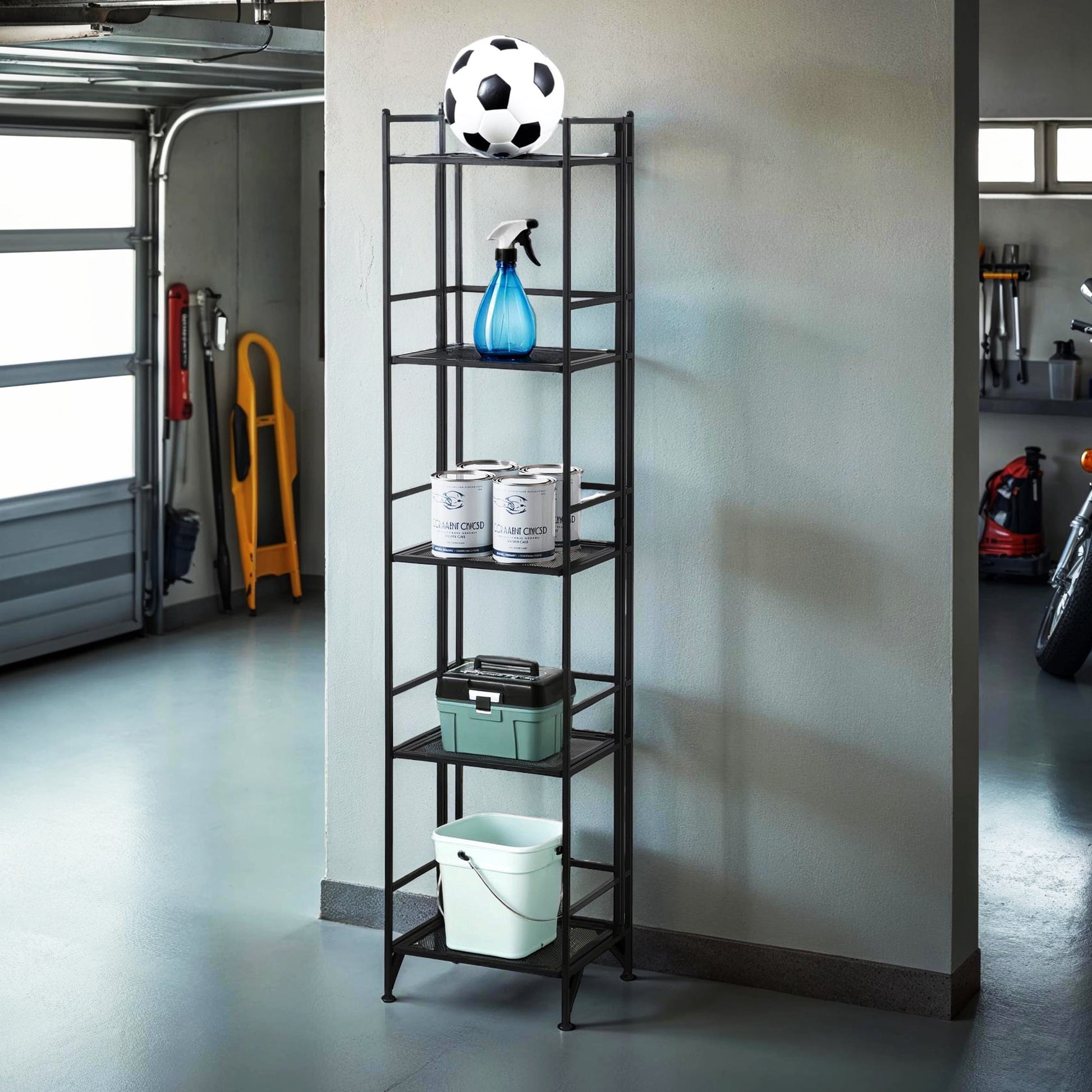 Convenience Concepts Xtra Storage 5 Tier Folding Metal Mesh Shelf, White