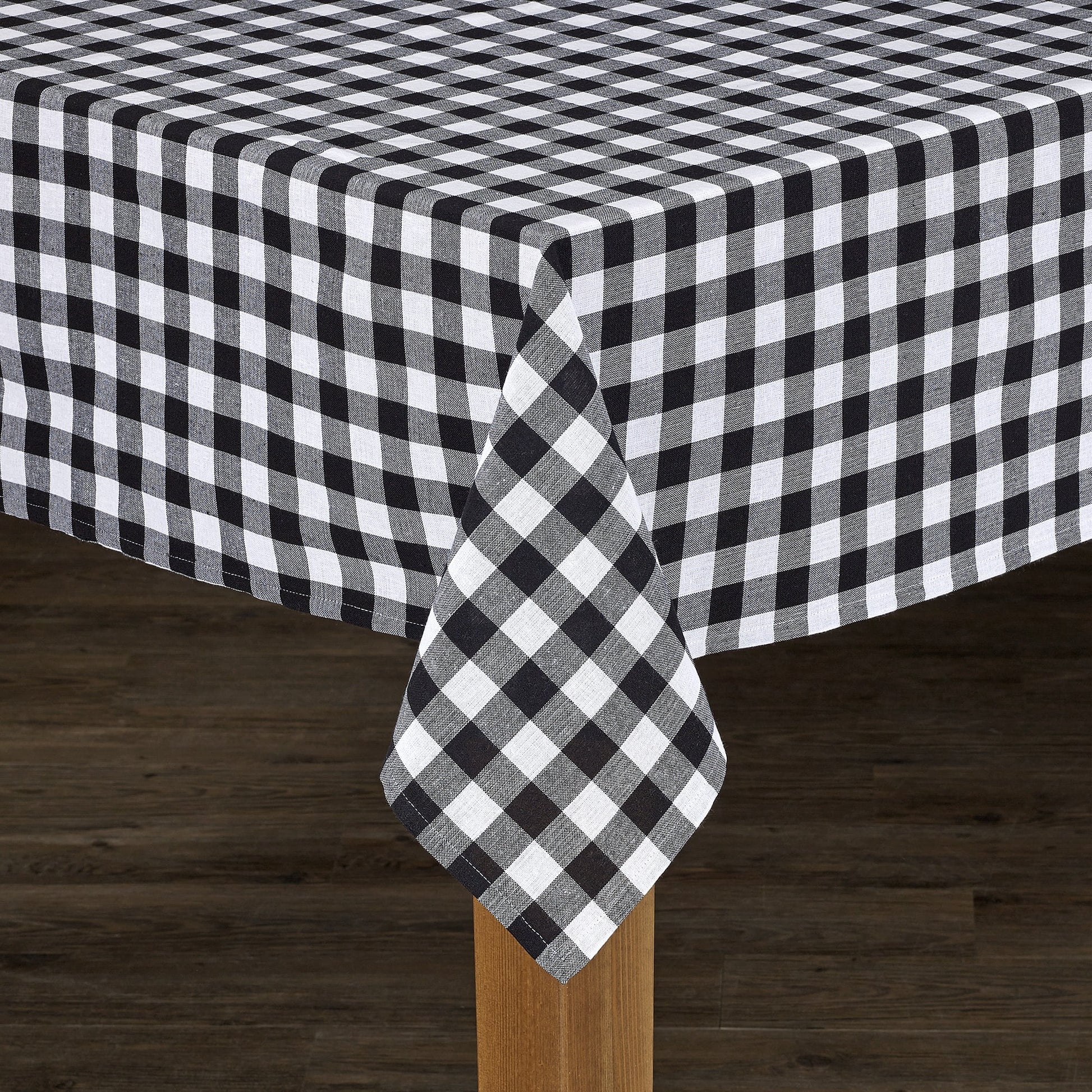 Conventry Black Buffalo Check 100% Cotton Tablecloth 60"X84"