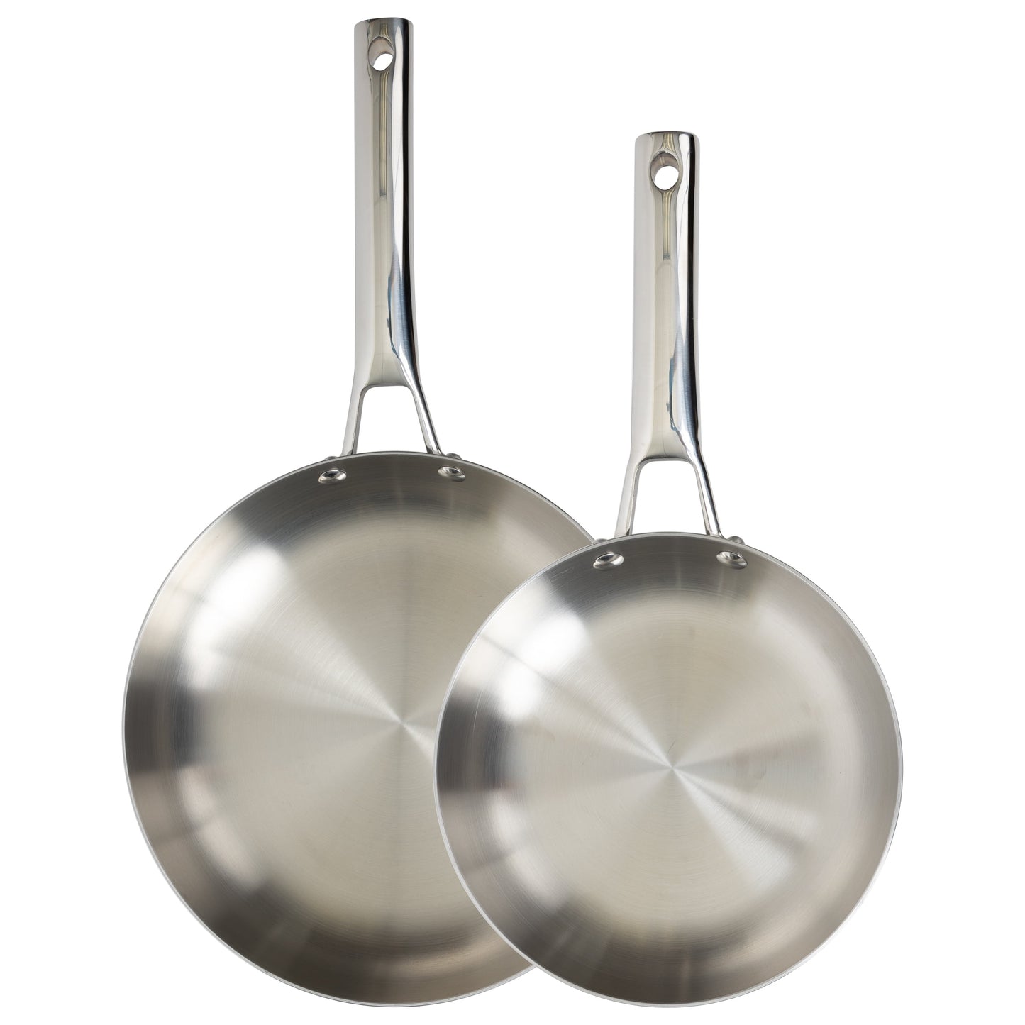 CoreClad 2PC Tri-Ply Stainless Steel Ceramic Nonstick Skillet Set, Induction Ready
