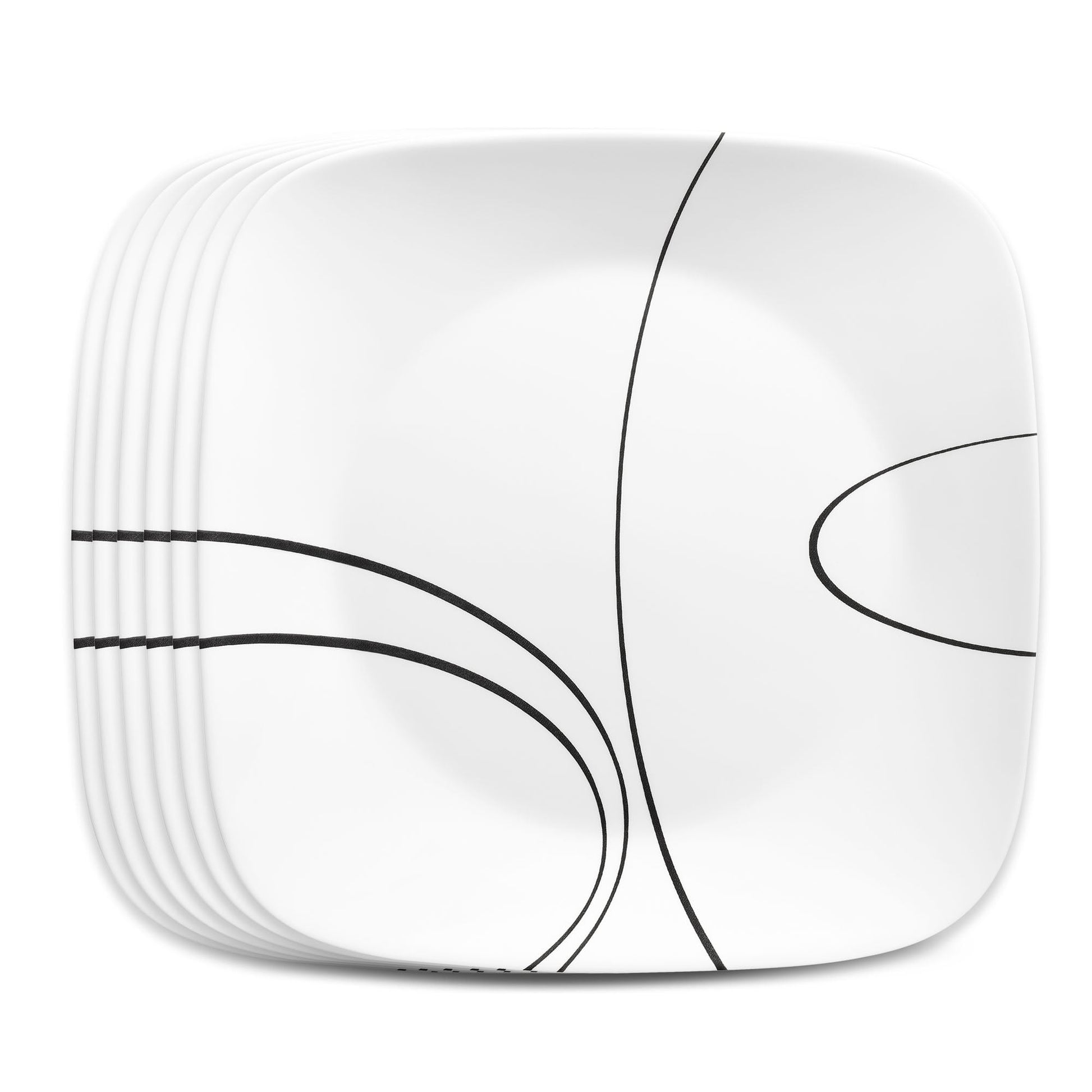 Corelle Simple Lines 10.5" Square Glass Dinner Plate (Set of 6)