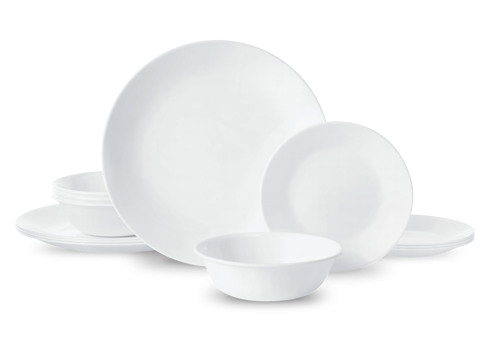 Corelle Winter Frost White Juego de Vajilla de Vidrio de 12 Piezas (Servicio para 4)