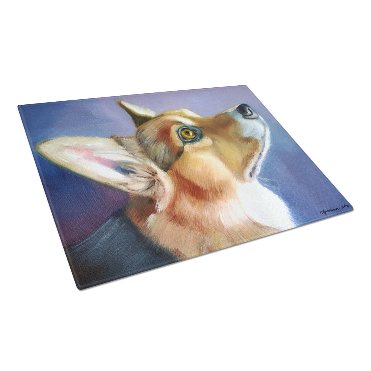 Corgi Devotion Glass Cutting Board Large