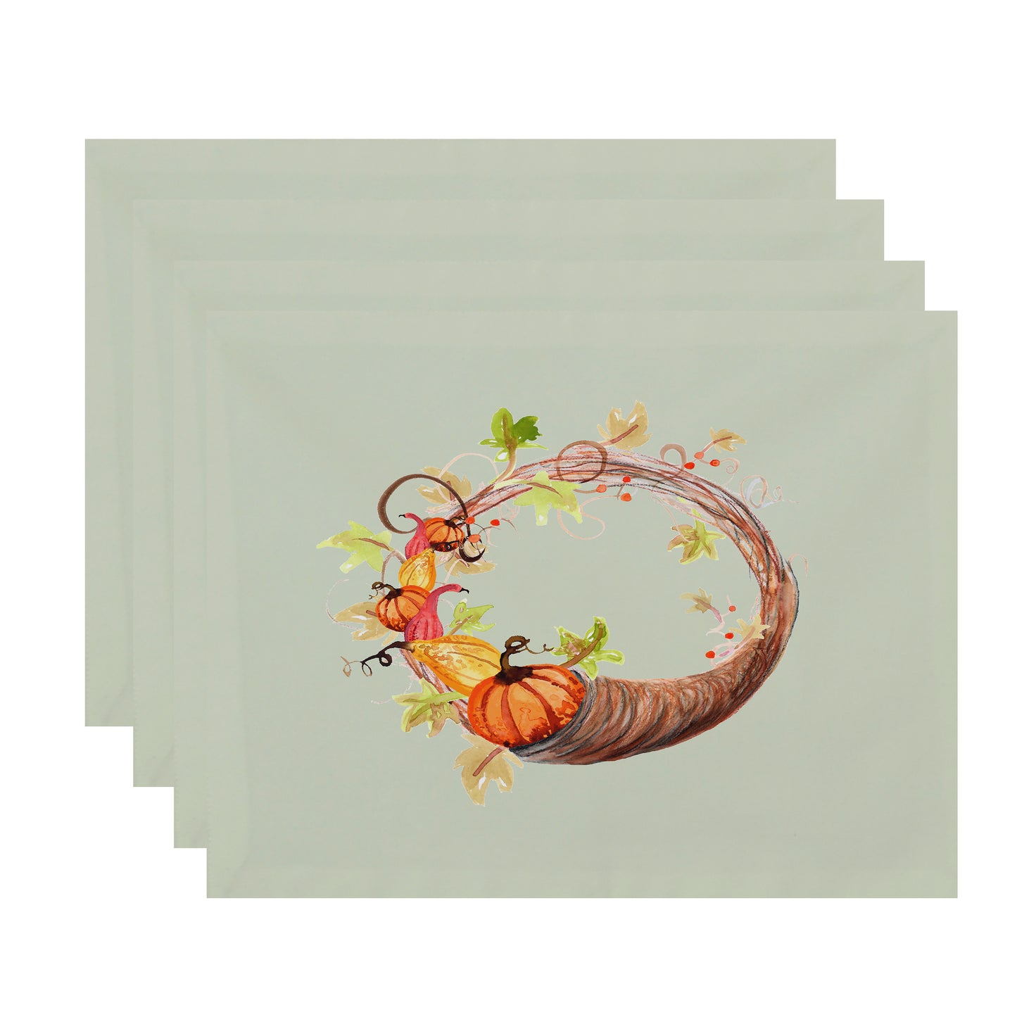 Cornicopia Wreath 18 x 14 Inch Light green Fall Print Placemat (Set of 4)