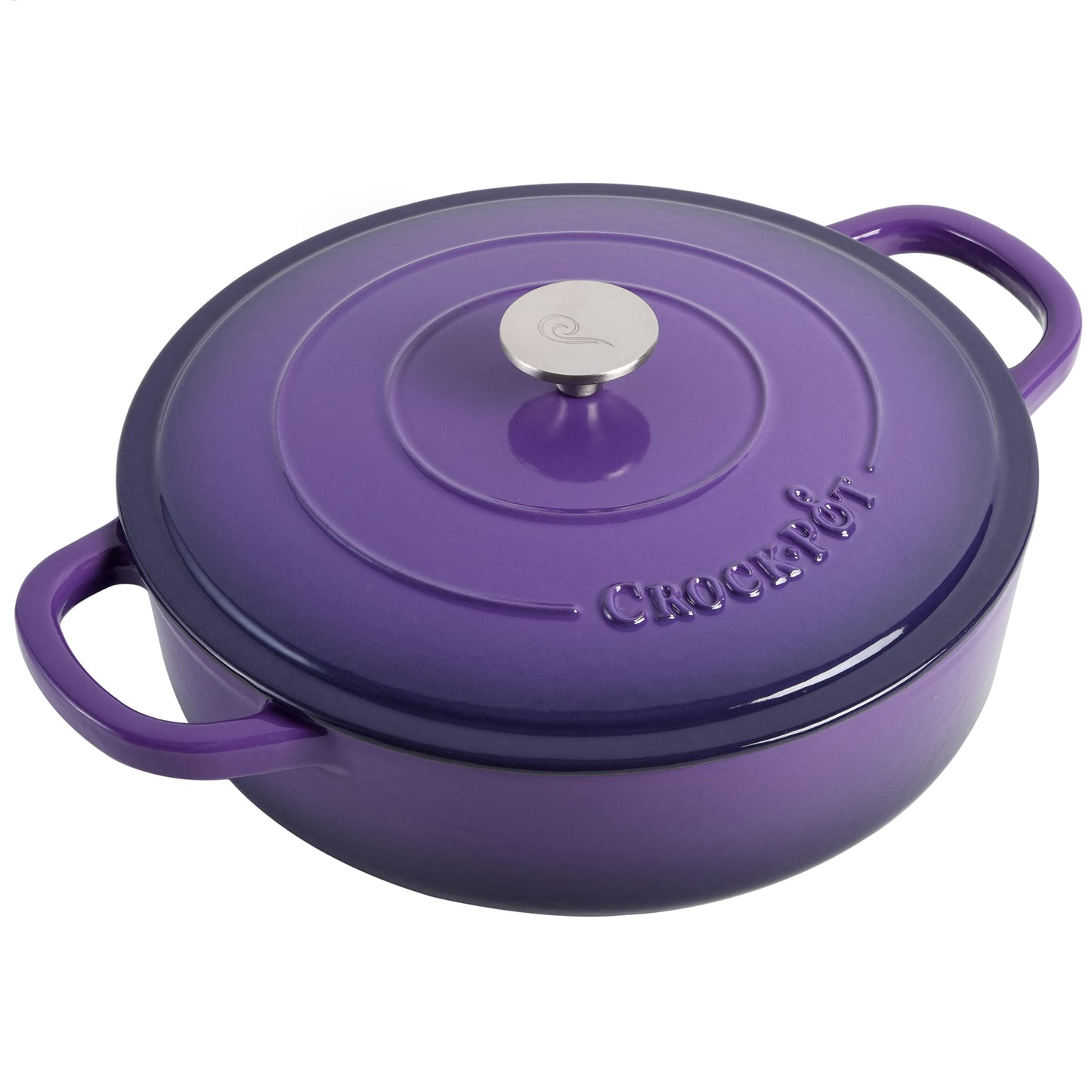 Crock-Pot Artisan 2 Piece 5 Quart Enameled Cast Iron Braiser with Lid in Lavender