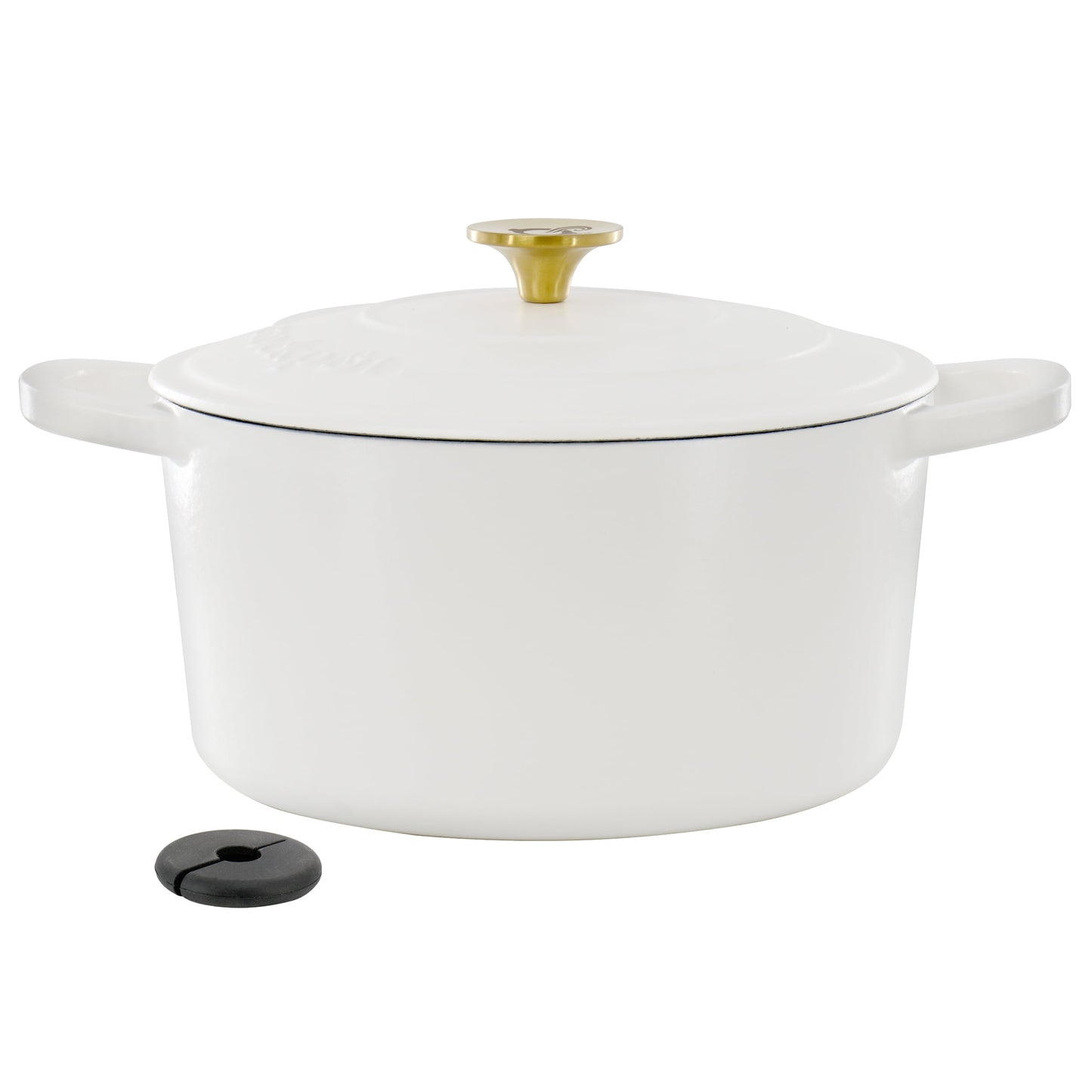 Crockpot Artisan Horno HolandÃ©s de Hierro Fundido Esmaltado de 6 Cuartos en Lino Mate con Mango Dorado