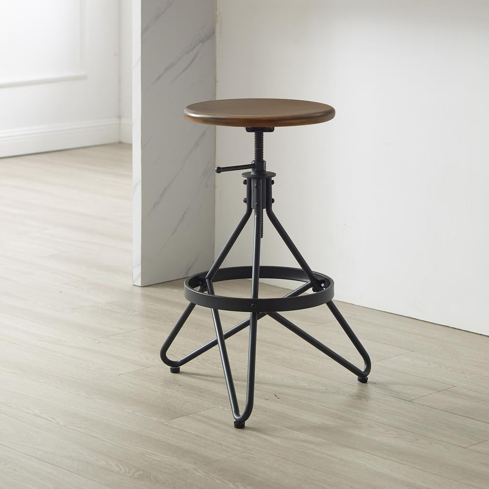Crosley Furniture Kalen 29" Transitional Metal Stool in Brown/Matte Black