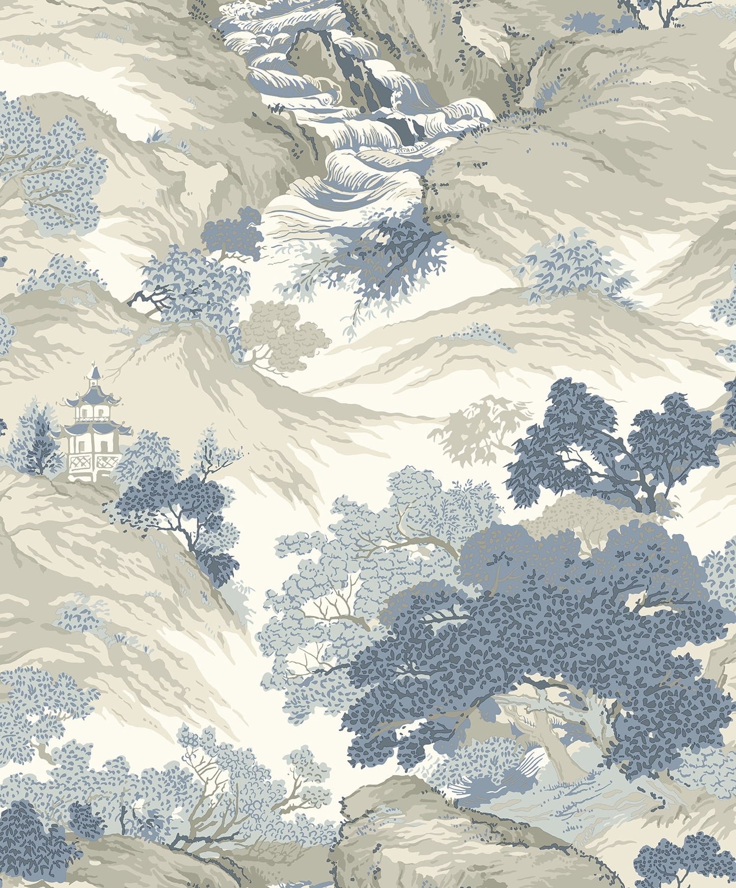 Ordos Blue Eastern Toile Wallpaper