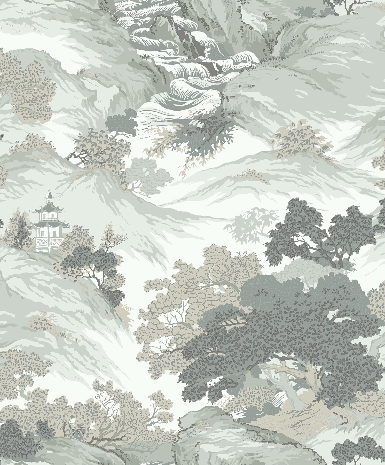 Ordos Light Green Eastern Toile Wallpaper
