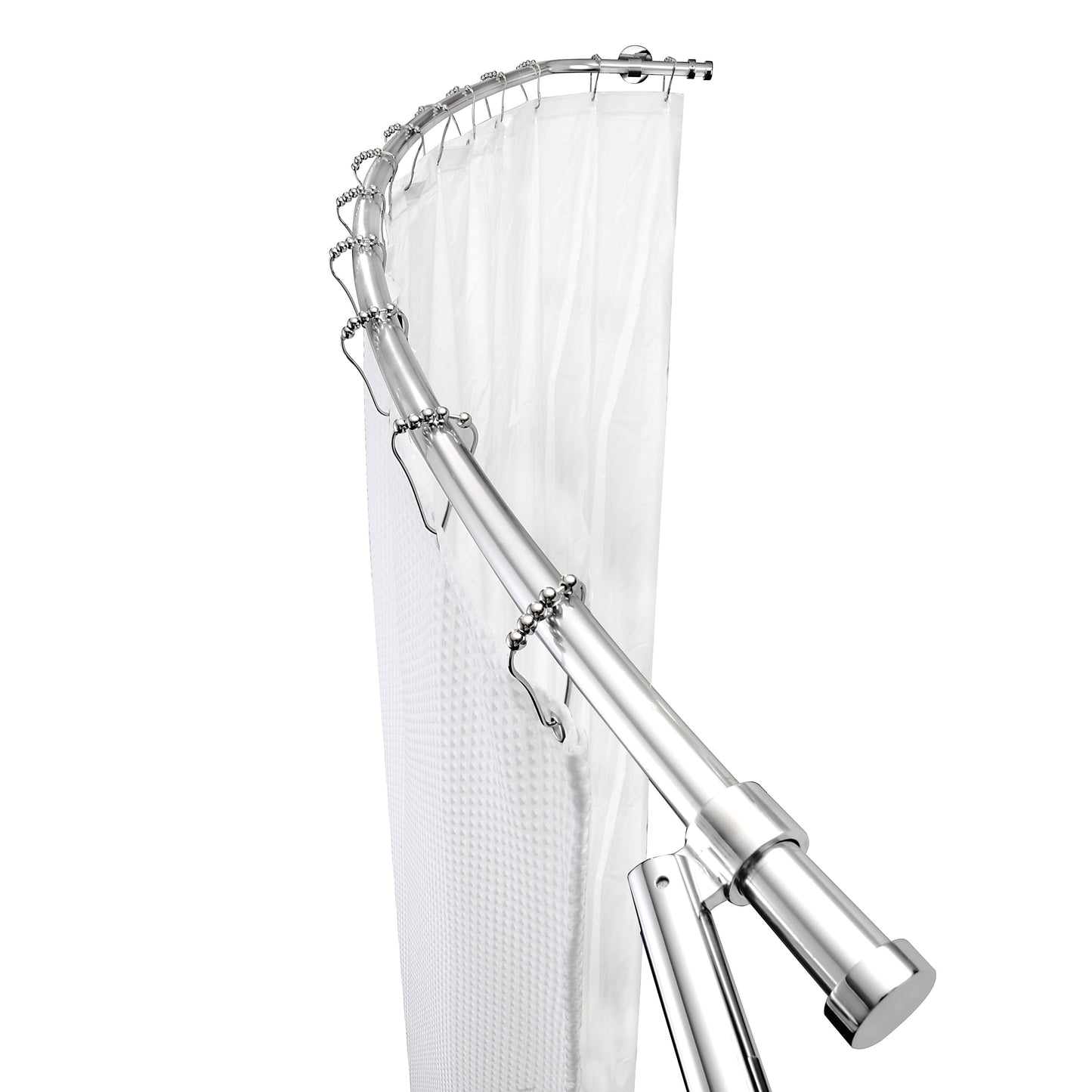 Croydex Luxury 78.5" Adjustable Curved Shower Curtain Rod, Maximises Space, Prevents Curtain Cling