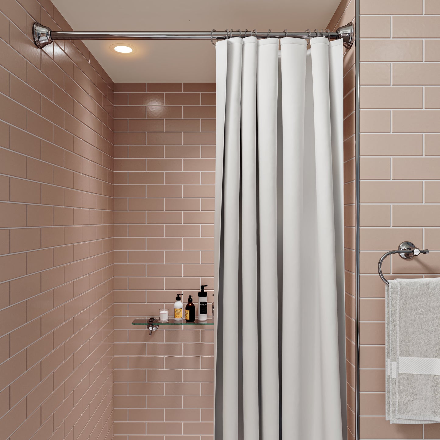 Croydex Stick n Lock Stainless Steel Tension Shower Rod in Chrome 48in-86in, No Drill