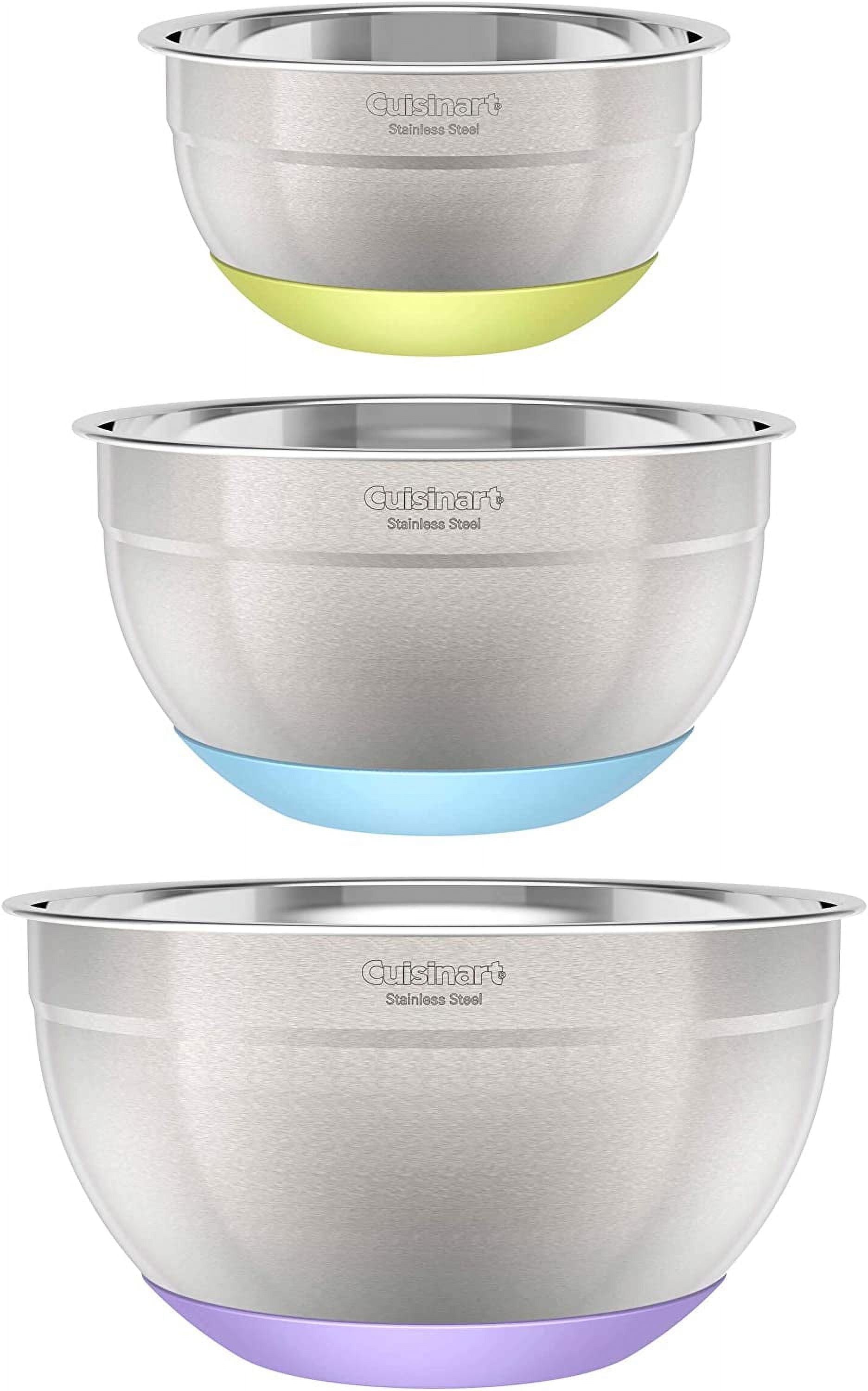 Cuisinart 3-Piece Stainless Steel Mixing Bowls with Nonslip Base, 1.5qt, 3qt & 5qt