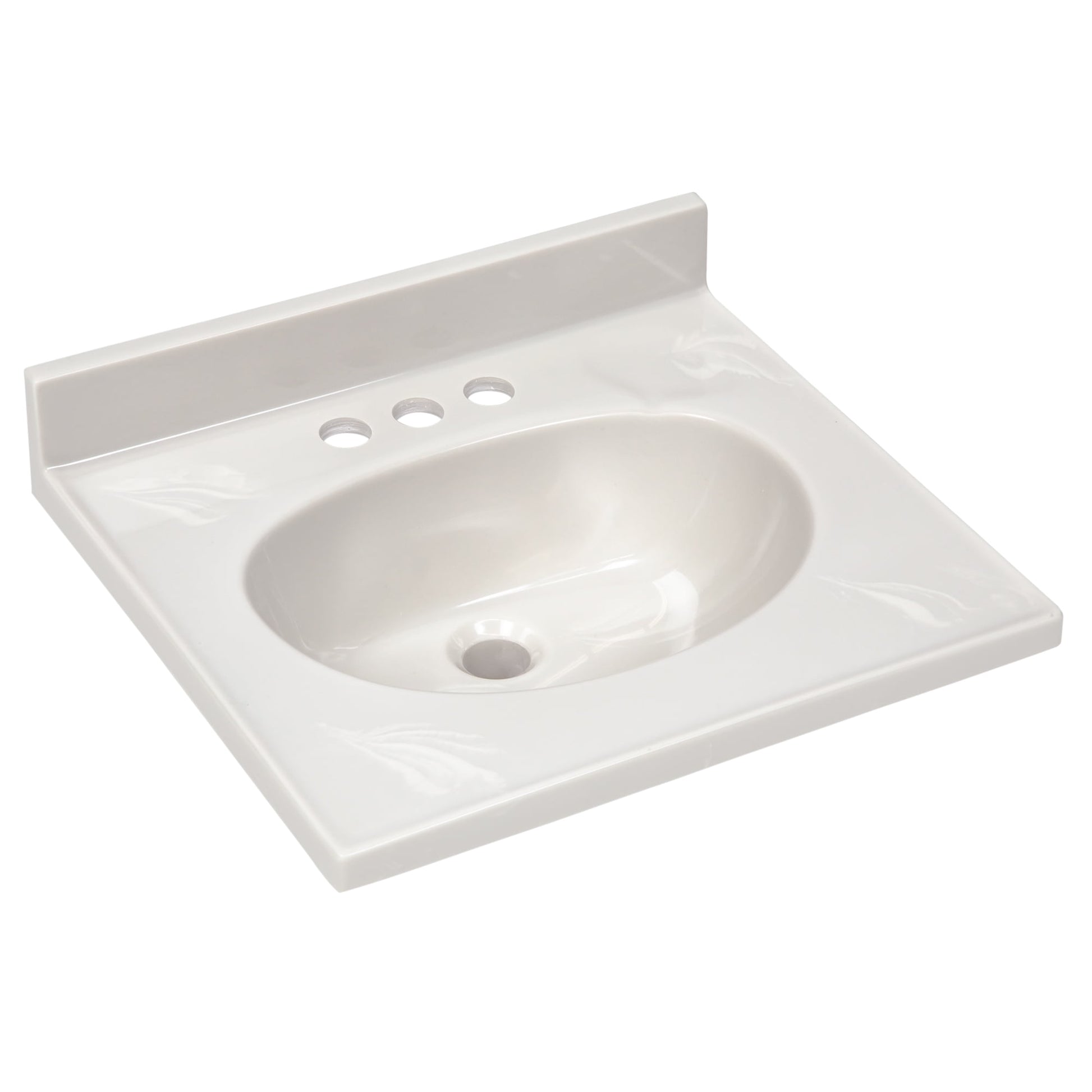 Design House Cultured Marble 19" x 17" Single Bowl Vanity Top with Centerset Mount and Backsplash, Ivory Swirl