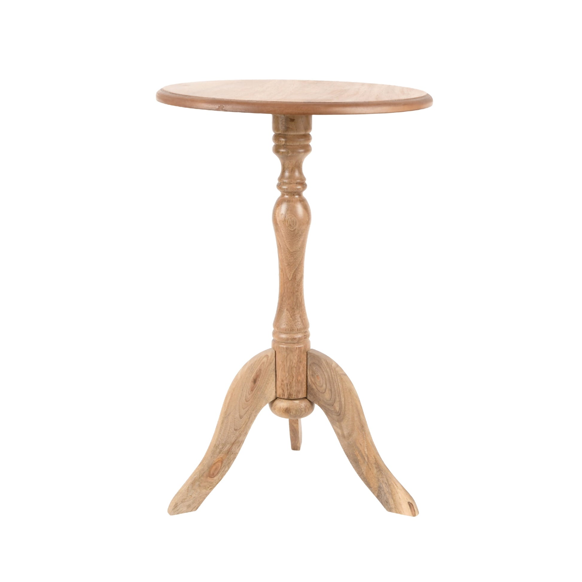 Decor Therapy Simplify Round Pedestal Accent Table in Natural Wood Finish, 24x15 Inches