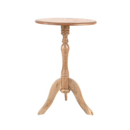 Decor Therapy Simplify Round Pedestal Accent Table in Natural Wood Finish, 24x15 Inches