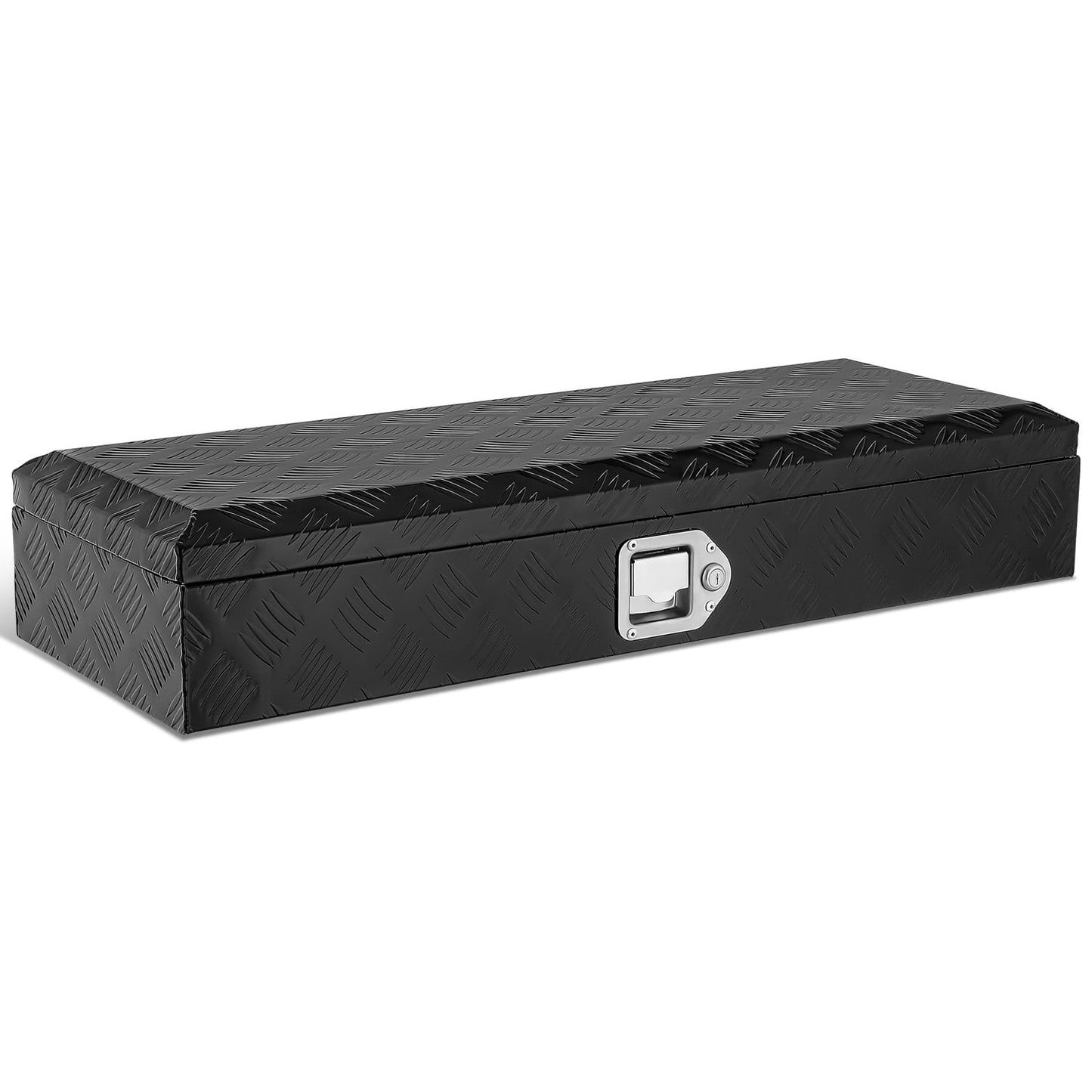 DNA Motoring 34"x6"x13" Aluminum Pickup Truck Trailer Trunk Bed Tool Storage Box w/ Lock Black