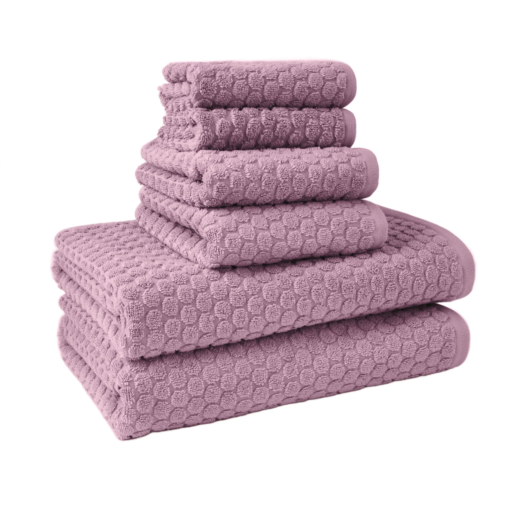 Beautiful by Drew Barrymore Juego de 6 Toallas de BaÃ±o con Puntos, Suave 100% AlgodÃ³n, Rosa Rosado